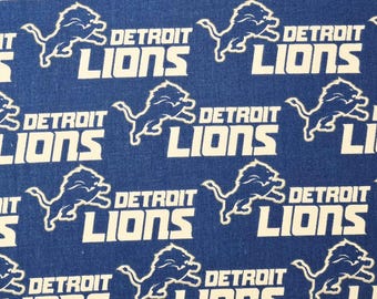 Detroit Lions 100% cotton Fabric, NFL#14727. 60" wide. Sold by the yardage and half yard cut. Lions fabric, Football fabric, sports fabric.