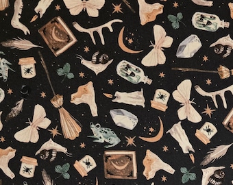 Holistic medicine, Carbon by Dear Stella, #STELLA-DRR 2539 Sold by the yardage and half yard cuts. Holistic fabric, novelty fabric.
