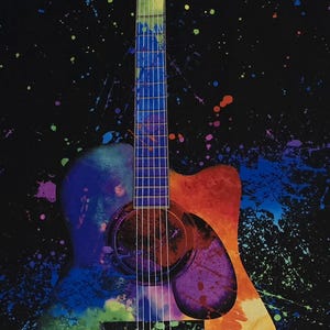 Guitar fabric panel by Timeless Treasures, Music-CD3673. Measures 43.5 x 21.5 Guitar panel. Music fabric, Guitar fabric, fabric panels.