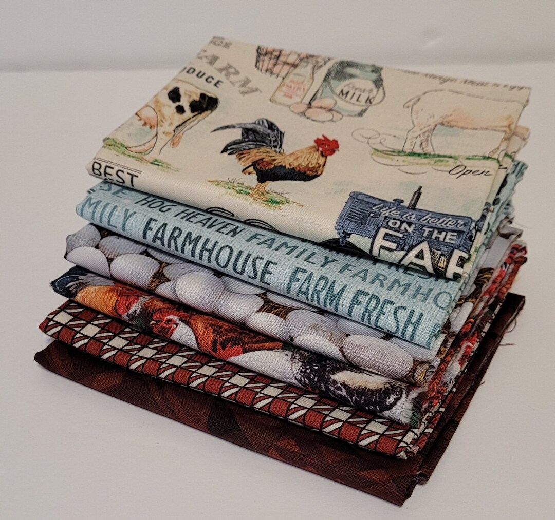 Farm Fresh Fabric Bundle. Fat Quarter Bundles, 6 Fats of 6 Quality