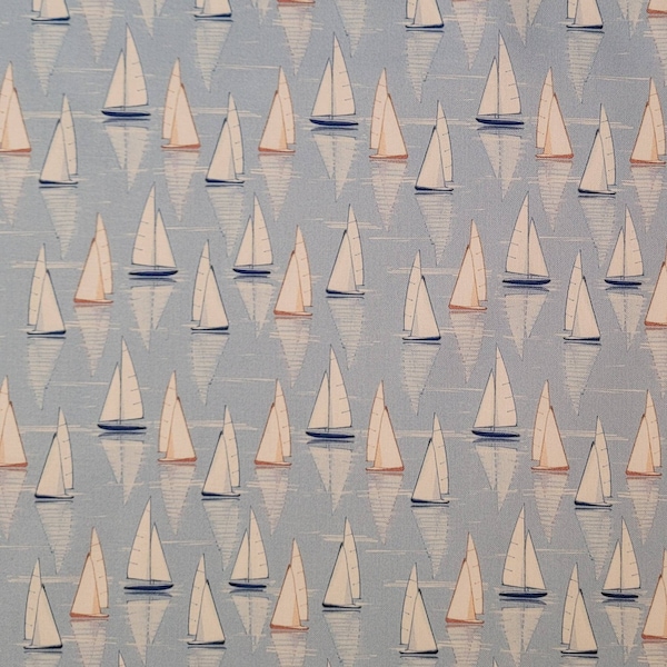 Sailboats by Timeless Treasures Thomas - CD 1295. Fabric by the yard and half yard. Sailboats fabric, nautical fabric, sea shore fabric.