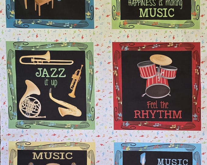 Making Music Fabric Panel by Benartex Music Panel#14765. Measures 28 X ...
