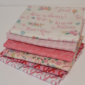 Breast cancer awareness bundles by Whistler studios and Windham Fabrics 6 fabrics. Fat quarters bundles or half yard bundles. Free Shipping!