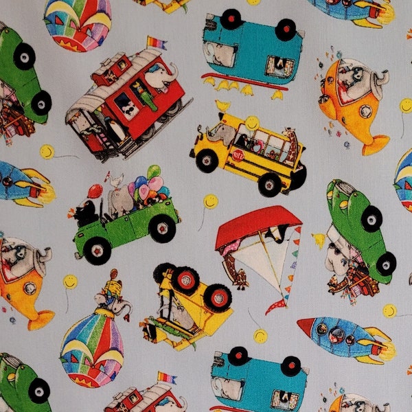 Let's take a ride by Elizabeth's Studio. #17011 Fabric by the yard and 1/2 yard.  Boys fabric, children's fabric, toy car fabric.