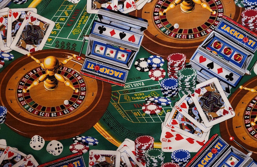 Poker Table by Timeless Treasures, Pattern Michaelc 1450. Poker Fabric, Men's Fabric, Novelty