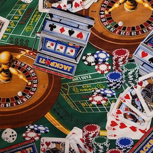 Poker table by Timeless Treasures, # Michael-C 1450. Sold by the yardage and half yard cuts. Poker fabric, men&#39;s fabric, novelty fabric.