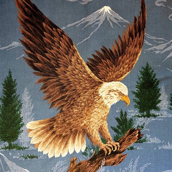 Vintage Eagle panel by Wamsutta QTC. Fabric panel, bald eagle panels, American eagle panel, veterans fabric, QOV fabric.