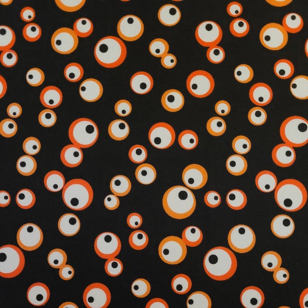 Halloween fabric, Halloween party by Greta Lynn for Kanvas.  Pattern, Eyes See You. # C12553 Halloween fabric, fabric with eyes.