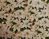 White poinsettias by Jane Shasky for Four Seasons. Christmas fabric by the yard, 1 2 yard and fat quarters