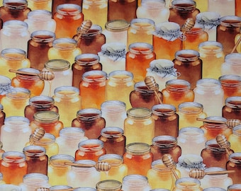 Bee fabric, Honey Flower # 22266, watercolor collection  by Robert Kaufman. Fabric by the yard and half yard. Honey fabric, Bee fabric.