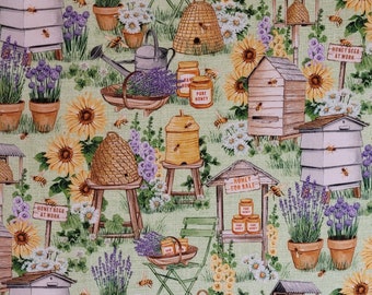 Bee fabric, Busy Bee farm by Michael Miller DCx11251. Fabric by the yard and half yard. Bee fabric, nature fabric, summer fabric.