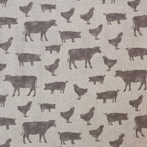 Farm sweet Farm by Benartex #P6845. Fabric by the yard and half yard.  Farm fabric, cow fabric, pig fabric, chicken fabric.
