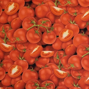 Tomato fabric, by Elizabeth&#39;s Studio #436. Fabric by the yard and half yard. Tomato fabric, food fabric, garden fabric .