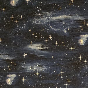 Night sky fabric, Landscape medley#430 for Elizabeth&#39;s Studio. Sold by yardage and half yard cuts. Landscape fabric, cloud fabric, moons.