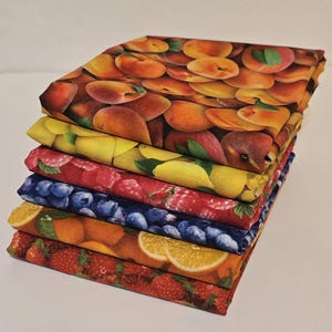 Juicy fruit fabric bundles. 6 different fabrics in fat quarter bundles or half yard bundles. Fruit fabric, fabric bundles. Free Shipping! image 1