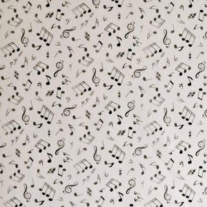 Music notes, white, by Elizabeth's studio # 148. Fabric by the yard and half yard. Music fabric, music notes fabric, music teacher fabric.