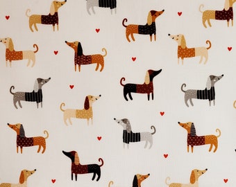 Weiner dog fabric, Dachshund Fabric by Robert Kaufman. #20414 Fabric by the yard and half yard. Dog fabric, animal fabric, farm fabric.