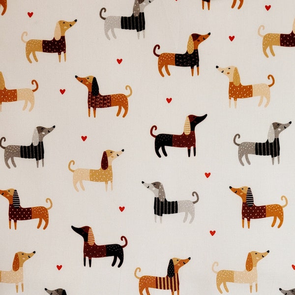 Weiner dog fabric, Dachshund Fabric by Robert Kaufman. #20414 Fabric by the yard and half yard. Dog fabric, animal fabric, farm fabric.