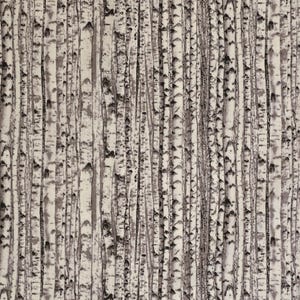 Birch Tree fabric #371GRAY by Elizabeth's Studio. Sold by the yardage and half yard cuts. Birch tree fabric, Hunting fabric, tree fabric.