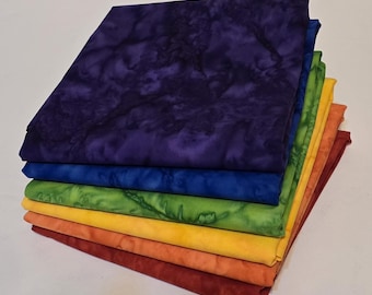 Color Wheel fabric bundle. Be Colourful Batiks. 6 fabrics, fat quarter, half yard or 1 yard bundles. Batik fabric, Free Shipping!