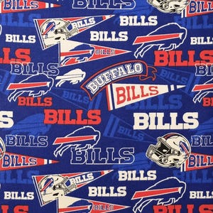 Buffalo Bills football fabric, NFL #70154. 44&quot;wide Sold by the yardage and half yard cuts. Buffalo Bills football fabric, Football fabric.