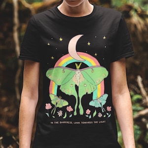 In the Darkness, Look Towards the Light - Luna Moth - Moonrise Menagerie Short-Sleeve Unisex T-Shirt