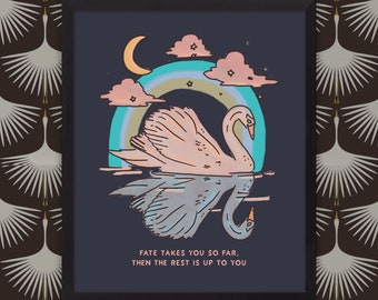 Fate Takes You So Far Swans Moonrise Print