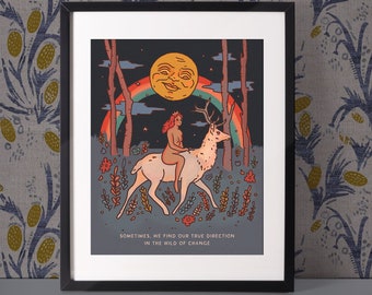 Sometimes, We Find Our True Direction in the Wild of Change - Moonrise Menagerie - Print