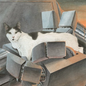 Robot and Cat #4 (giclèe art print)