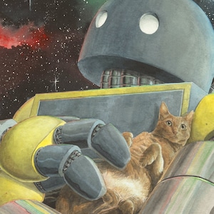 Robot and Cat #3 (giclèe art print)