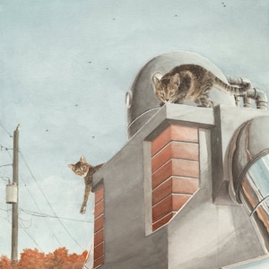 Robot and Cat #5: Migration (Giclée Art Print)
