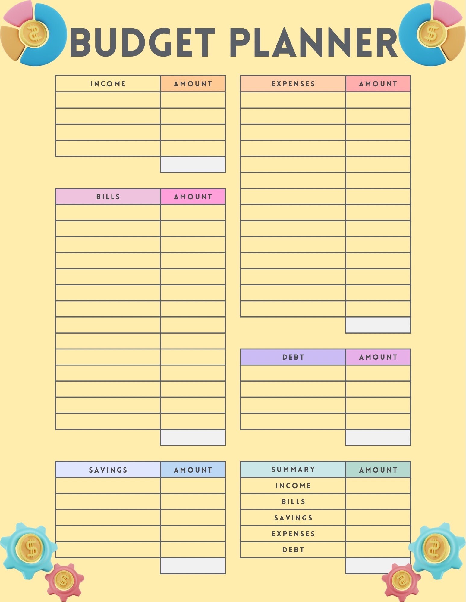 Monthly Budget Sheet - Etsy