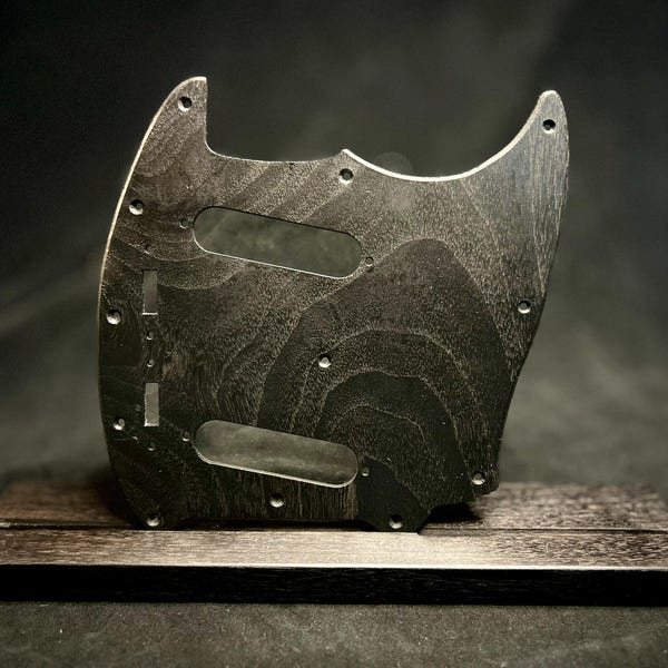 Fender Mustang Pickguard, black wood pick guard, vintage guitar pickguard