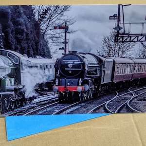 Tarjeta de felicitación de tren de vapor, en blanco por dentro, para cumpleaños, Día del Padre o cualquier ocasión, Tornado, Severn Valley Railway