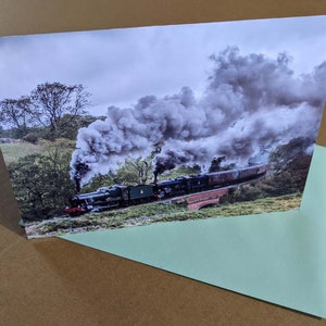Grußkarte mit Dampfeisenbahn, innen blanko, für Geburtstage, Vatertag oder jede Gelegenheit, North Yorkshire Moors Eisenbahn