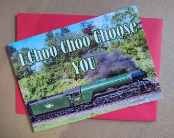 Steam Train Valentine's Card - I Choo Choo Choose You - Flying Scotsman