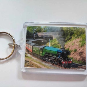 Keyring featuring steam locomotive Flying Scotsman on the East Lancashire Railway