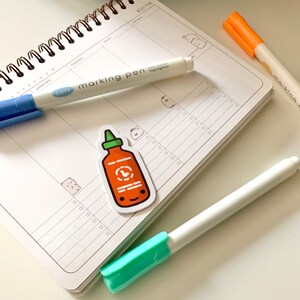Cute Sriracha Matte Weatherproof Sticker | Food Stickers | For Hydroflasks, Laptops, Journaling, Agendas image 2