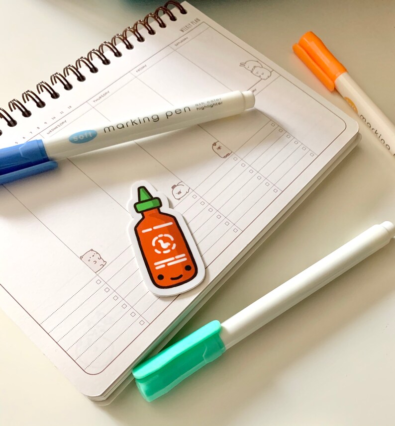 Cute Sriracha Matte Weatherproof Sticker | Food Stickers | For Hydroflasks, Laptops, Journaling, Agendas image 2