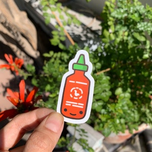 Cute Sriracha Matte Weatherproof Sticker | Food Stickers | For Hydroflasks, Laptops, Journaling, Agendas