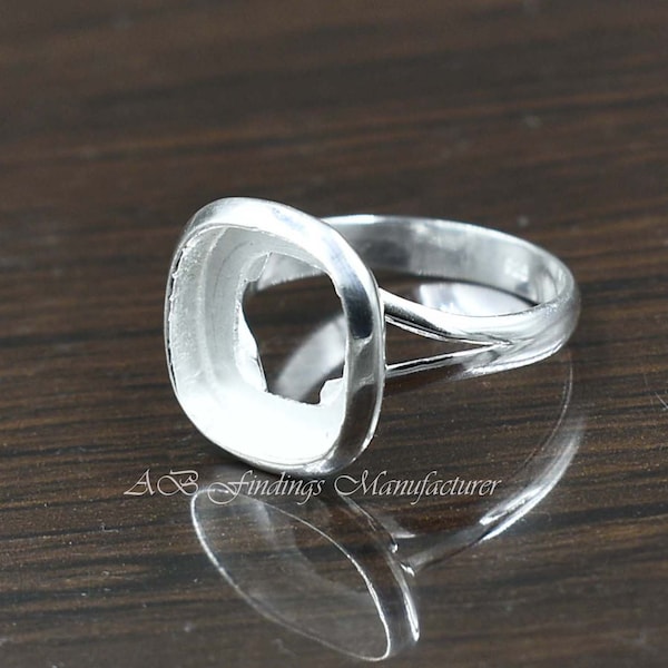 925 Sterling silver Split shank Band Ring, Cushion Thick Bezel Blank Cup Ring Setting, Blank collet Ring, Handmade ring, wholesale DIY Ring