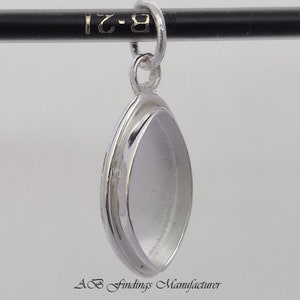 Keepsake 925 Sterling silver Marquise stone setting bezel cup pendant, Blank collet Pendant for jewelry making for cabochon stone setting.