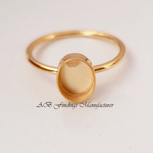 Keepsake  925 Sterling silver gold plated oval stone setting bezel blank ring - Cup ring, Blank ring setting.