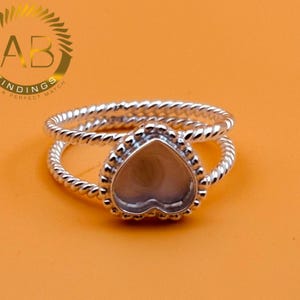 Sterling Silver Heart Resin Ring Setting: Twisted Double Band, Keepsake Jewelry