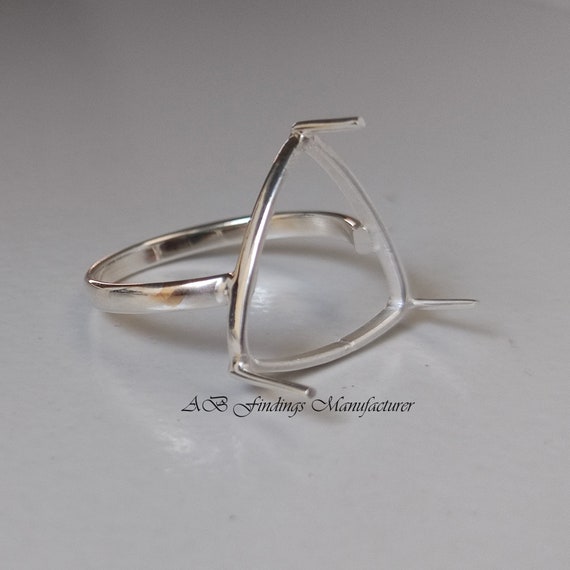 925 Sterling Silver Ring Collect Cup Trillion Gemstone Prong