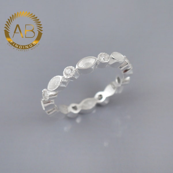 Full Band Keepsake 925 Sterling Silver Ring Settings for Breast Milk,  Resin & Ashes work CZ Birthstone Stackable Ring Bezel Labor day gift