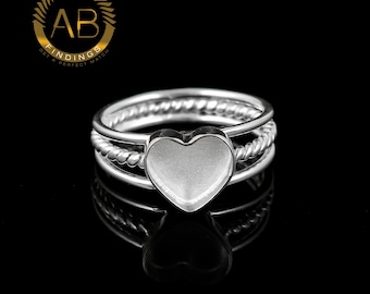 Sterling Silver Heart Bezel Ring Blank: Wholesale DIY Jewelry Supplies, Jewelry Making Collet