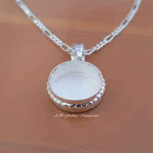 Sterling Silver Round Bezel Pendant Blank: Resin & Cabochon Setting