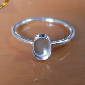 Sterling Silver Oval Stone Setting Ring Blank: DIY Bezel Cup