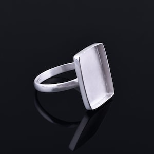 925 Sterling silver Rectangle stone setting bezel blank ring Cup ring  Blank ring setting. Blank collet Ring, Handmade ring Labor day gift